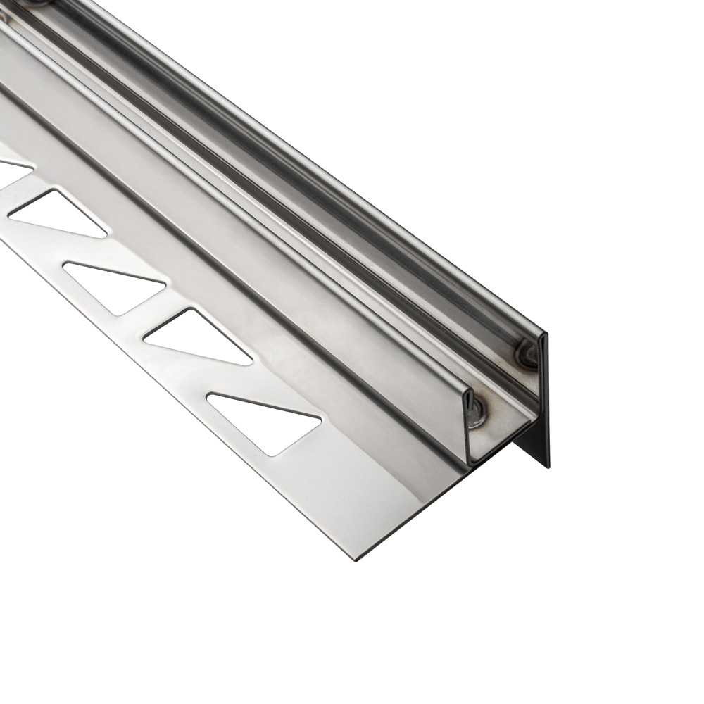 Glashalter- Duschprofil, Keil- Gefälle-Profil begehbare Dusche H19 G13 Rechts 200cm glänzend