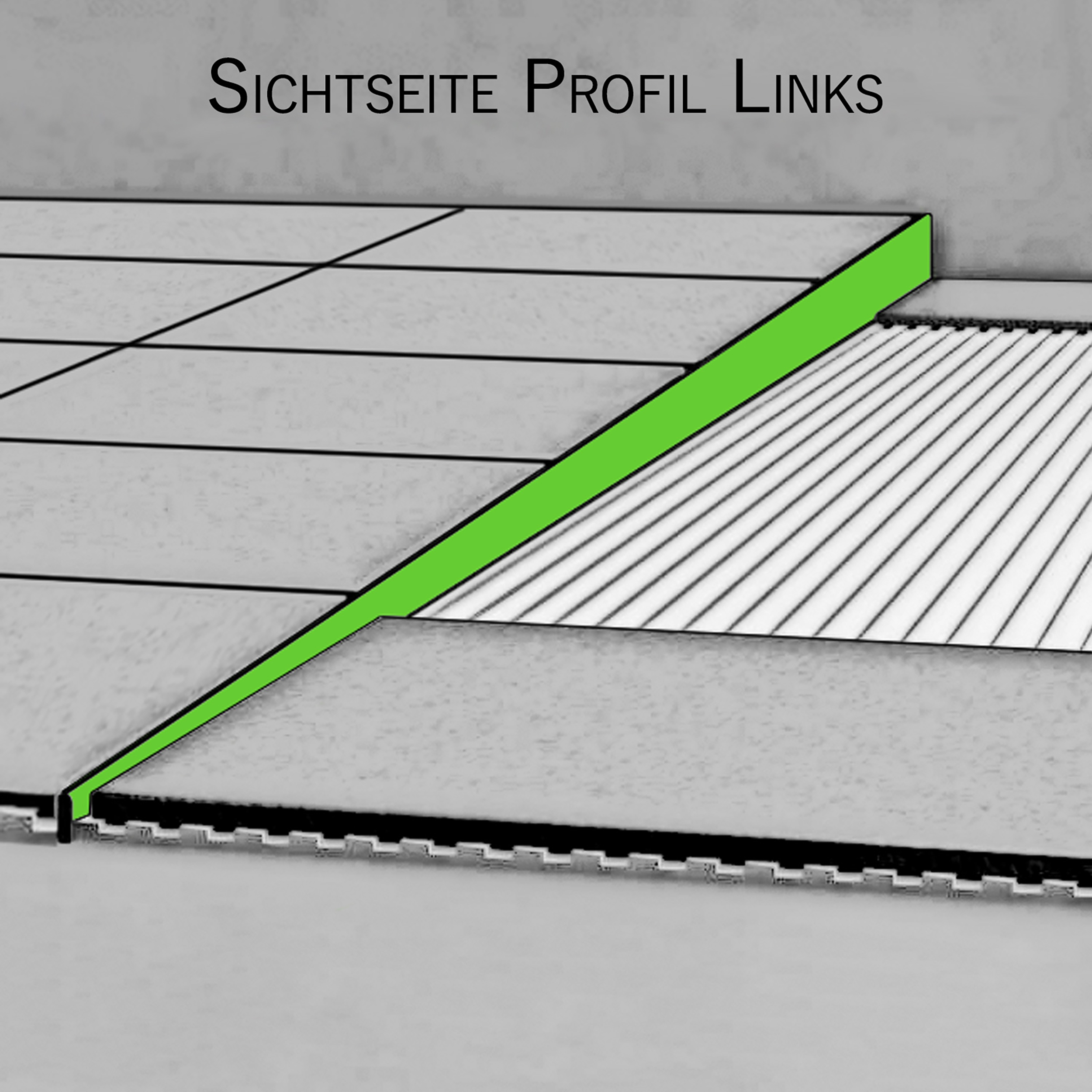 Dusch-, Keil-Profil Gefälleprofil begehbare Dusche gebürstet 10mm Links 200cm