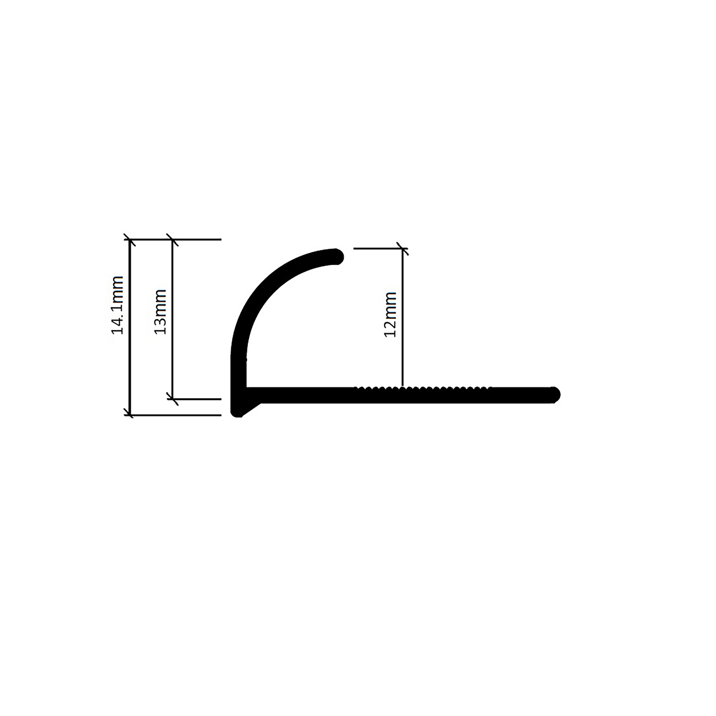 Alu Viertelkreis Profil Fliesenschiene eloxiert schwarz 2,7m 12mm matt Alu Viertelkreis Profil Fliesenschiene eloxiert bahama 2,7m 12mm matt