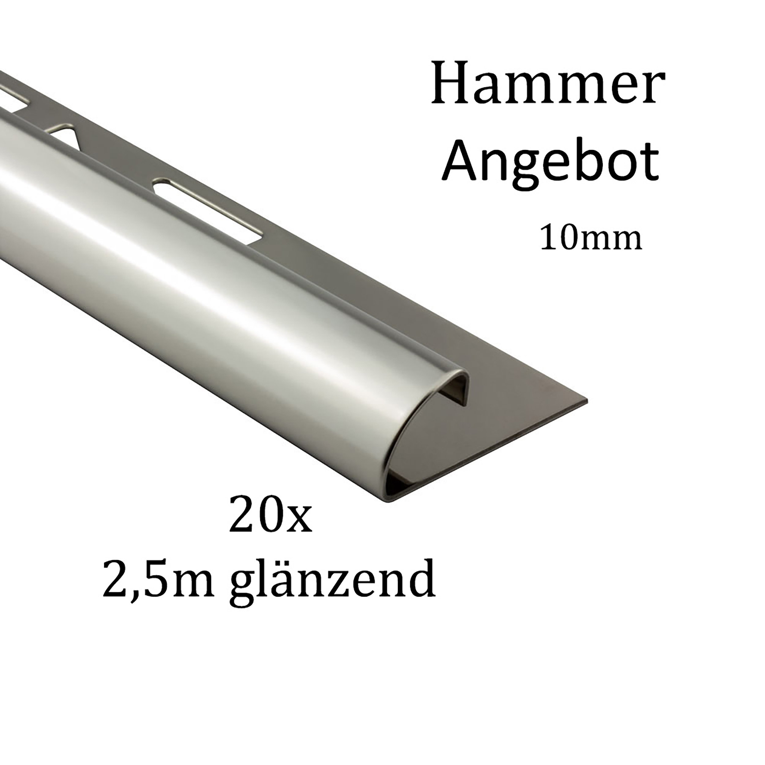 20x Viertelkreis Edelstahlschiene Fliesenschiene Fliesenprofil 50m 10mm glänzend