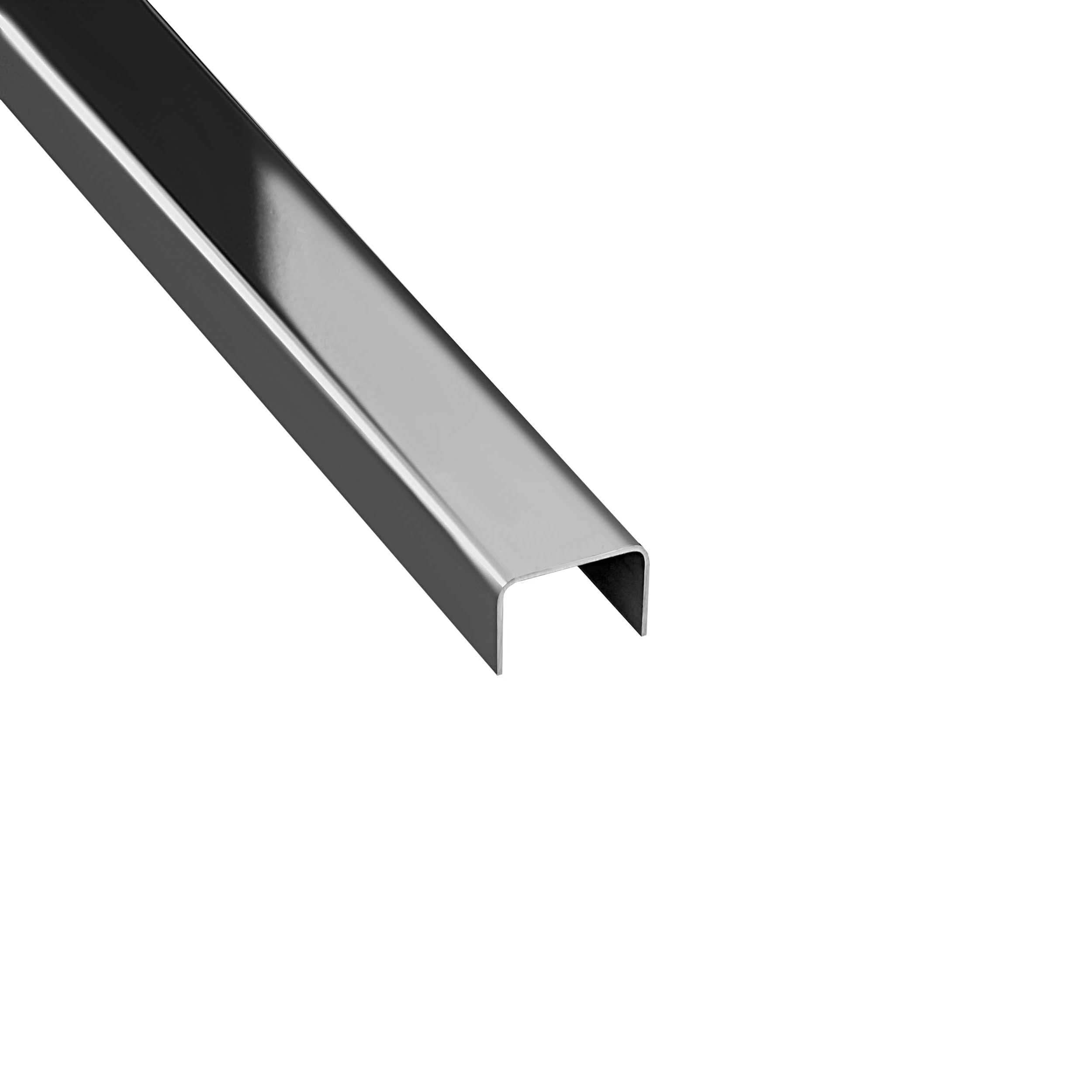U Profil Edelstahlschiene Bordüre Fliesenschiene Edelstahl V2A L250cm 15mm schwarz glänzend