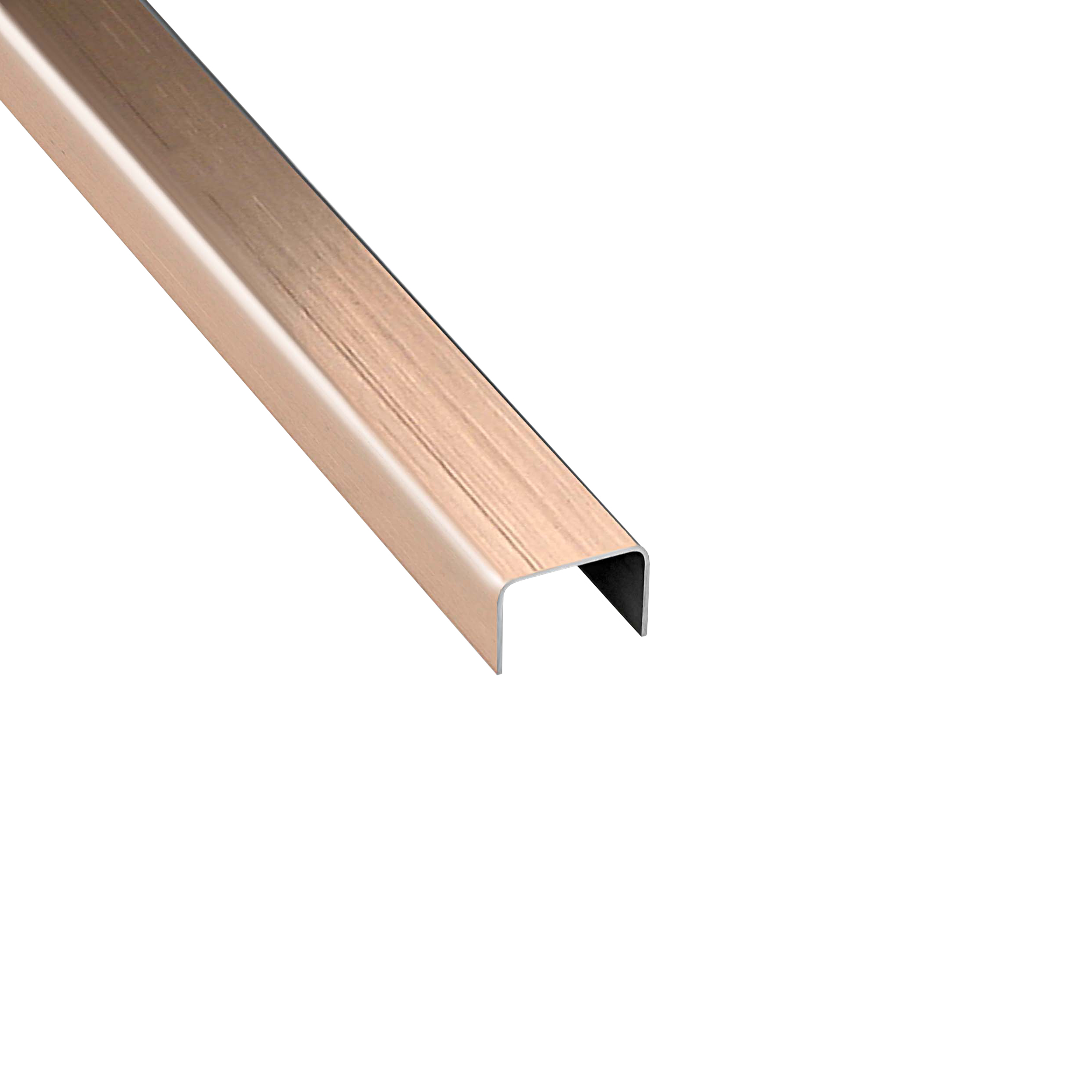 U Profil Edelstahlschiene Bordüre Fliesenschiene Edelstahl V2A L250cm 15mm rose gebürstet
